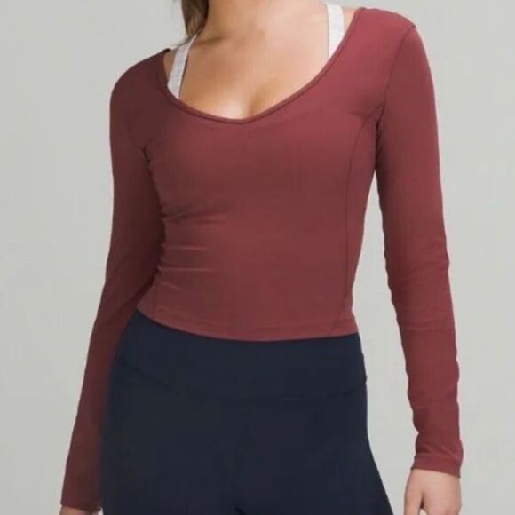 lululemon athletica Tops - Lululemon Align Long-Sleeve Cropped V-Neck Shirt LW3EV7S